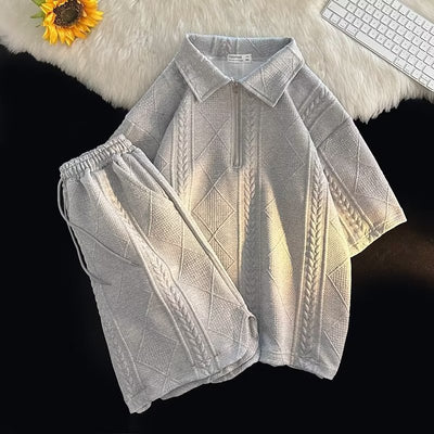 Conjunto de Polo Waffle, Camiseta y Shorts