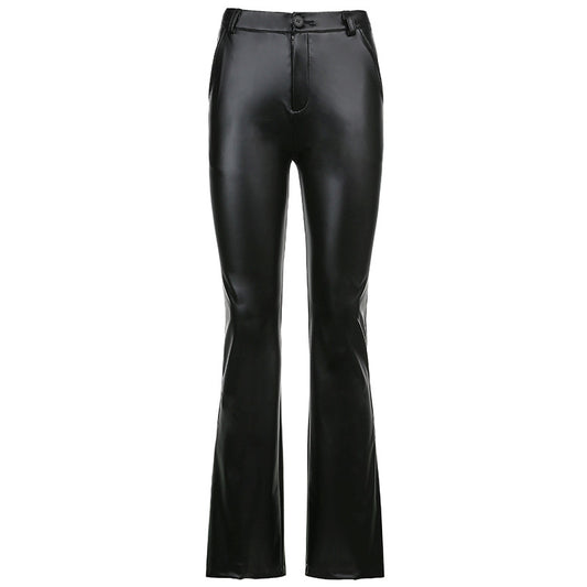 Pantalones de Cuero Bootcut Ancho - Estilo Street Trend Basic