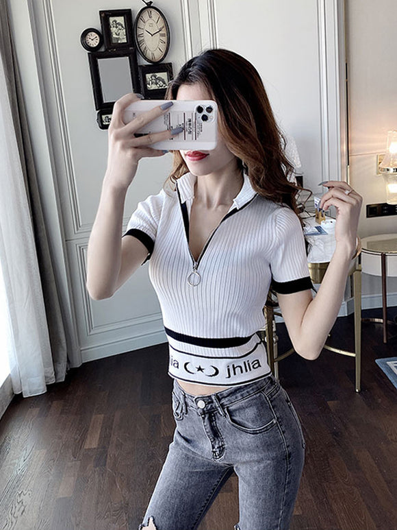 Suéter Tejido Slim con Cuello Alto y Cierre