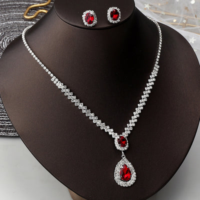Conjunto de Collar y Aretes de Diamantes Completos Temperament - Image 2