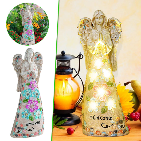 Lámpara LED Estatua de Ángel - Iluminación Decorativa con Resina