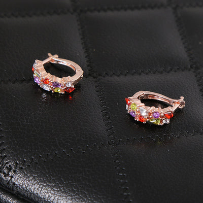 Juego de Joyas Floral Oro Rosa con Zirconia Cúbica Multicolor - Image 7
