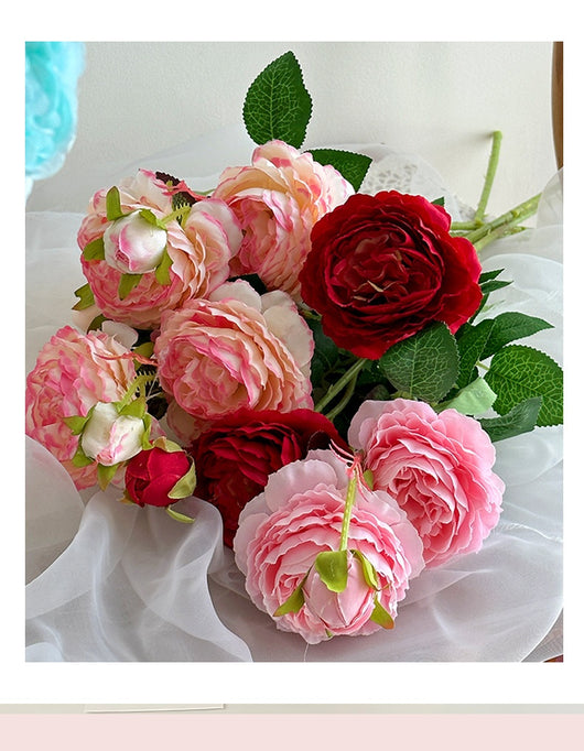 Flores Artificiales de Peonía y Rosa Premium para Decoración del Hogar - Image 20