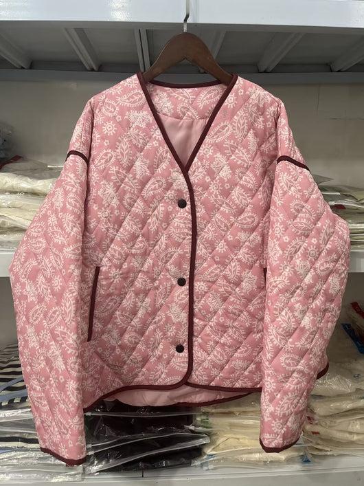 Chaqueta Casual para Mujer con Estampado y Escote en V - Estilo Europeo - Image 10