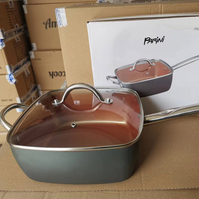 Olla Cuadrada Antiadherente 24cm Sin Humo