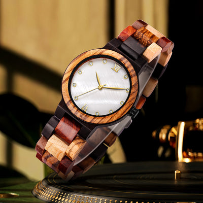 Reloj de Dama con Carcasa de Perla y Madera Natural - Image 11