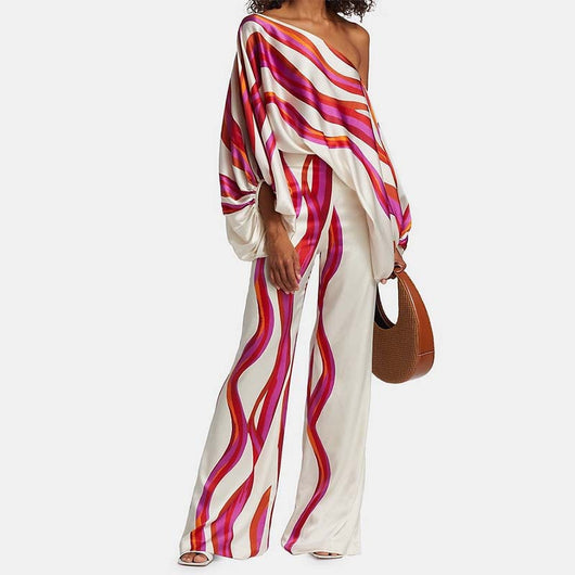 Conjunto de Verano para Mujer con Pantalón Ancho y Blusa Suelta Estampada - Image 3
