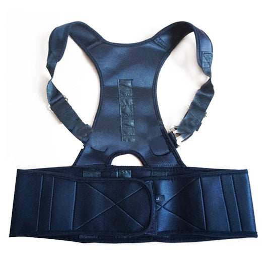 Beige magnetic posture correction belt worn on a woman's back over a black top, showing shoulder and waist support. - Image 7