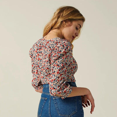Blusa Retro Cropped con Botones y Mangas Cortas - Image 5