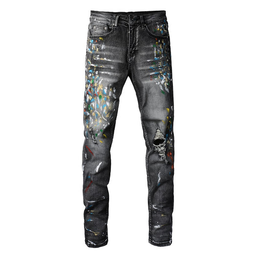 Jeans Slim Fit Gris Desteñido con Cintura Elástica para Hombre - Image 3