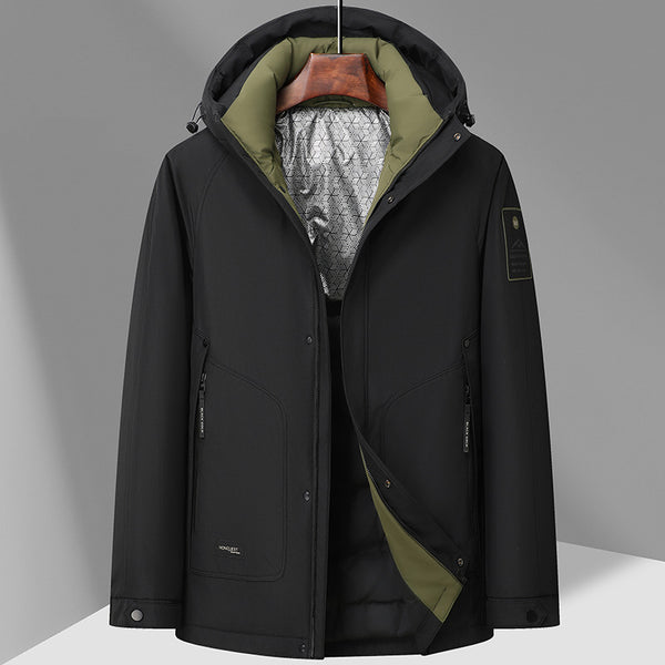 Chaqueta Impermeable con Capucha de Plumón de Pato Blanco
