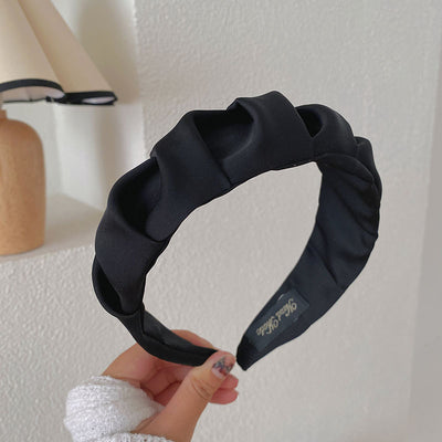 Diadema Plisada de Satén Premium Negro Ancho - Image 23