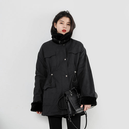 Abrigo de Visón Estilo Ejecutivo con Cuello Mao para Mujer - Image 15