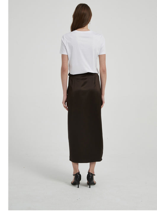 Falda Plisada con Abertura Cintura Alta en Acetato Satinado - Diseño Fluido para Verano - Image 9