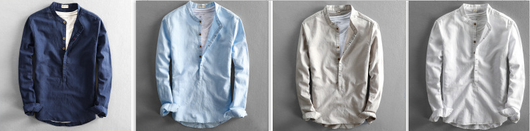 Camisa de Lino Suelta para Hombre - Manga Larga Casual Color Sólido - Image 11