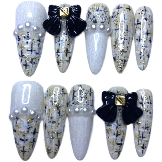 Parches de Uñas Tweed Premium con Acabado Lujo Ligero - Image 7