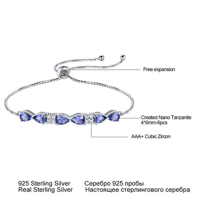 Pulsera de Plata Esterlina 925 con Zafiro Azul y Cadena Ajustable para Mujer - Image 5
