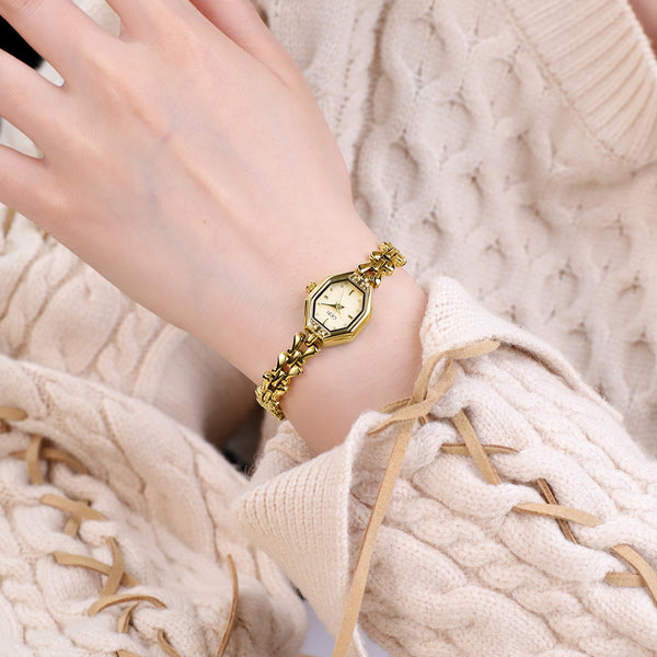 Reloj Octagonal de Lujo Retro para Mujer con Movimiento de Cuarzo