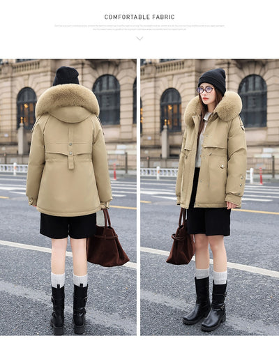 Chaqueta Acolchada Mujer con Cuello de Pelaje y Forro Polar - Image 23
