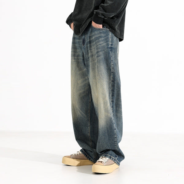 Jeans Anchos Retro Americano de Cintura Suelta para Hombre