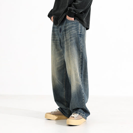 Jeans Anchos Retro Americano de Cintura Suelta para Hombre
