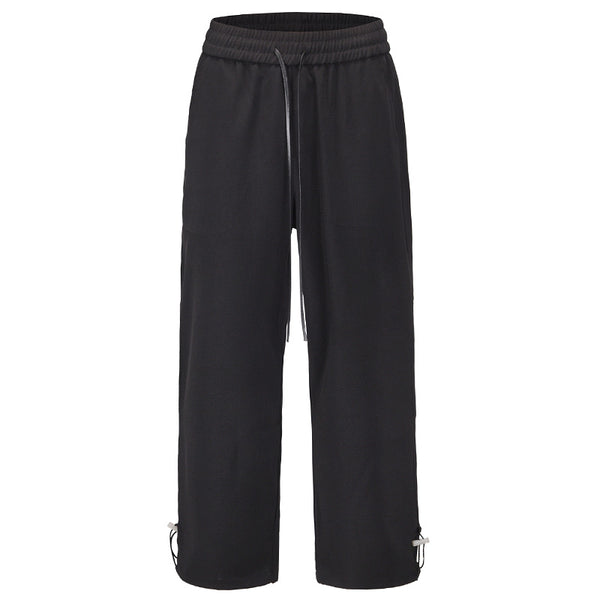 Pantalones Casuales Rectos Holgados con Drapeado Sedoso para Hombre