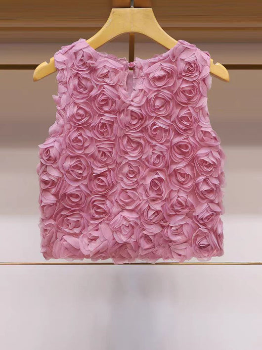 Blusa Suelta sin Mangas con Rosas Tridimensionales - Image 10