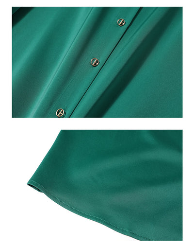 Blusa de Seda con Botones Metálicos para Mujer - Camisa Elegante para Oficina - Image 13