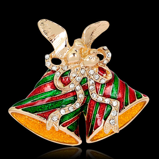 Broche Navideño Campana Oro con Diamantes Completos - Image 7
