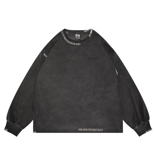Camiseta Manga Larga Oversize Tejida a Mano para Hombre - Algodón Pesado - Image 7