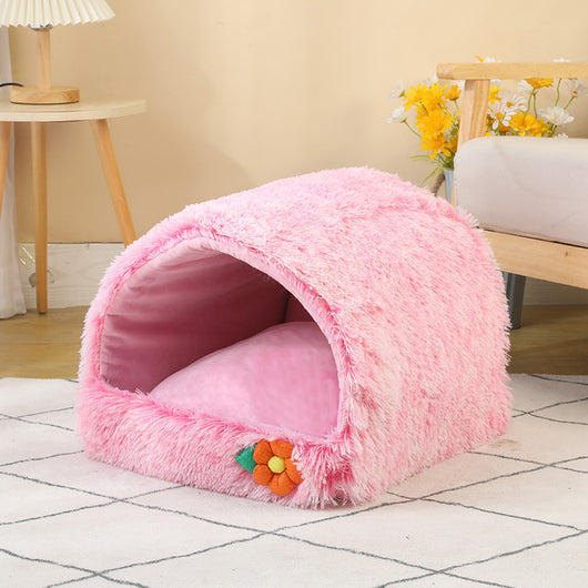 Casa Cama para Gatos Semicerrada Térmica Comprimible