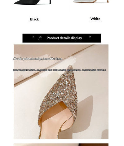Tacones Altos Elegantes con Cadena de Cristales y Punta Afilada - Image 10