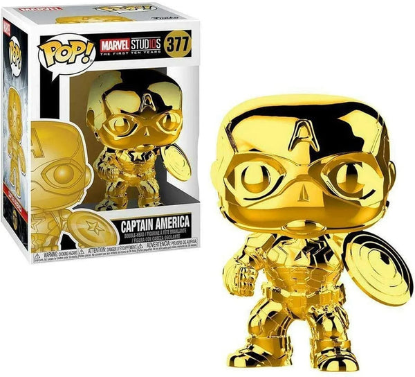 Funko Pop Marvel: Marvel Studios 10 - Captain America (Gold Chrome) - Tekeno