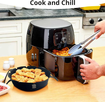 ARIALASQUALITY 7 Pcs Air Fryer Accessories - Silicone Liners, Egg Bite Mold, Reusable Basket Liner - Tekeno