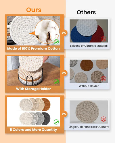 Posavasos absorbentes minimalistas – Juego de 8 unidades con soporte, elegantes y funcionales para decoración de mesa - Tekeno