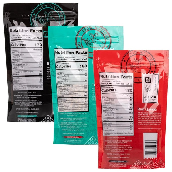 Tripack de Quinuas Karavansay – Negra, Roja y Tricolor