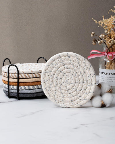Posavasos absorbentes minimalistas – Juego de 8 unidades con soporte, elegantes y funcionales para decoración de mesa - Tekeno