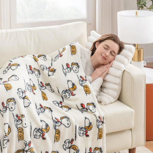 Cobija de felpa Peanuts Velvet Loft Snoopy 140 x 178 cm – Diseño The Flying Ace, oficial y ultra suave - Tekeno