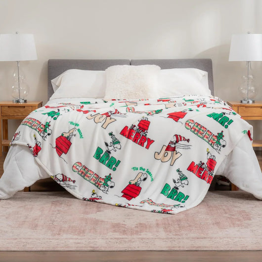Cobija de felpa Peanuts Velvet Loft Snoopy 140 x 178 cm – Diseño The Flying Ace, oficial y ultra suave - Tekeno
