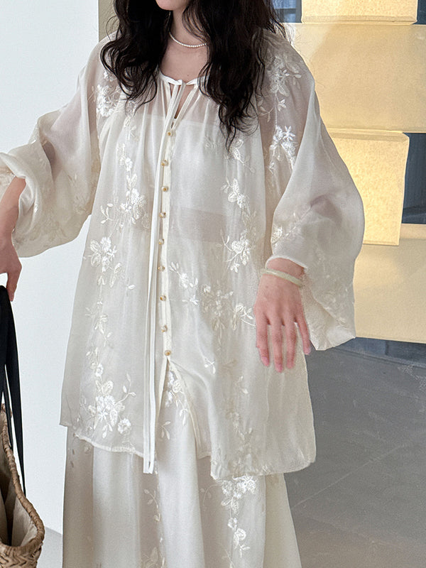 Vestido Camisero Bordado Estilo Chino Midi - Image 7