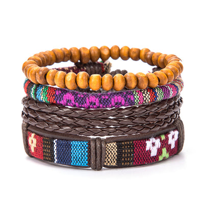 Pulsera de Cuero Auténtico Tejida con Cuentas - Estilo Étnico Retro - Image 41