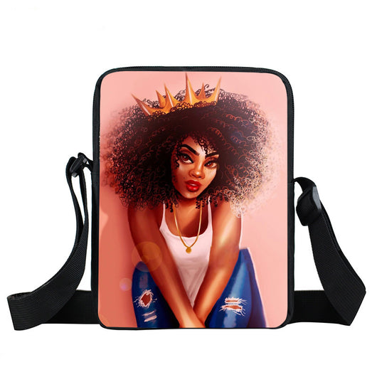 Bolso Diagonal con Diseño de Niña Afro - Negro - Image 16