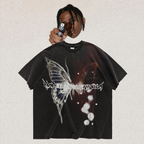 Playera Suelta Estampado Mariposas para Parejas