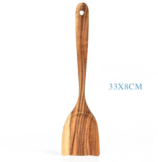 Set de Utensilios de Cocina en Madera de Teca Natural - 7 Piezas - Image 16
