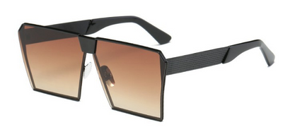 Silver-framed square polarized sunglasses with dark gray lenses and textured temples on a white background. - Image 24