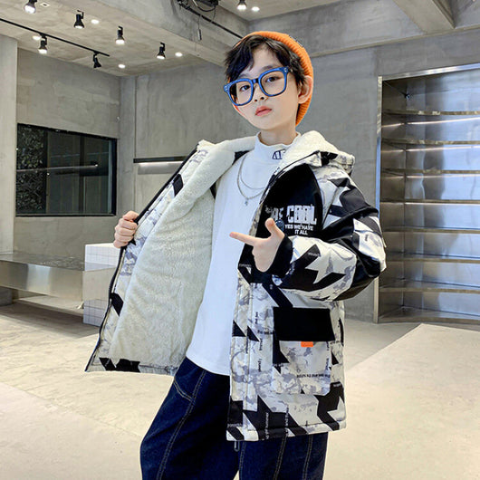Parka Infantil Camuflaje con Forro de Terciopelo para Niños Medianos y Grandes - Image 6