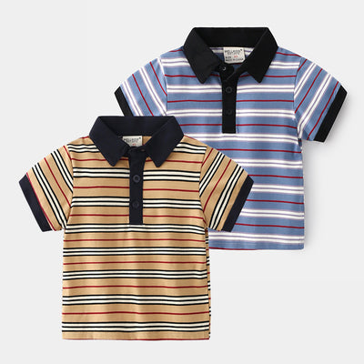 Camisa Casual Infantil con Cuello Solapa y Manga Corta