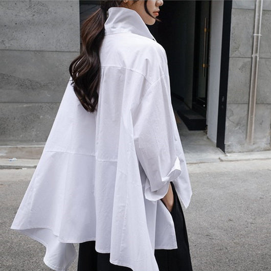 Camisa Suelta Oversized con Capa Larga - Top Fashion Irregular - Image 2