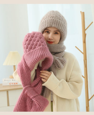 Gorro y Bufanda Tejida Doble Capa Acolchada - Abrigo Cálido en Lana - Image 14