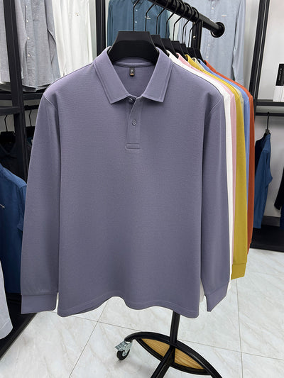 Polo de Algodón Mercerizado Manga Larga para Hombre - Ropa Casual Primavera Otoño - Image 21